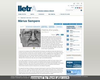 Màrius Sampere on the lletrA website in Catalan