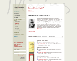 Biblioteca Gabriel Ferrater, al Corpus Literari Digital de la Càtedra Màrius Torres