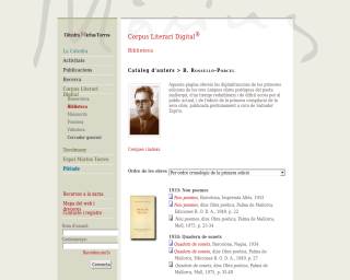 Biblioteca Bartomeu Rosselló-Pòrcel, al Corpus Literari Digital de la Càtedra Màrius Torres