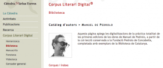 Biblioteca Manuel de Pedrolo, al Corpus Literari Digital de la Càtedra Màrius Torres