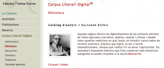 Biblioteca Salvador Espriu, al Corpus Literari Digital de la Càtedra Màrius Torres